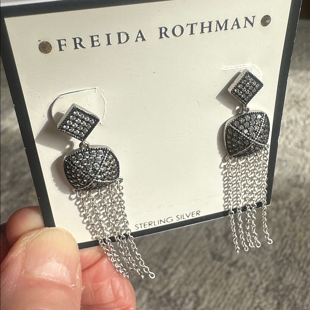 Frieda Rothman Pave Fringe “ Holiday “ Earrings. NWT
